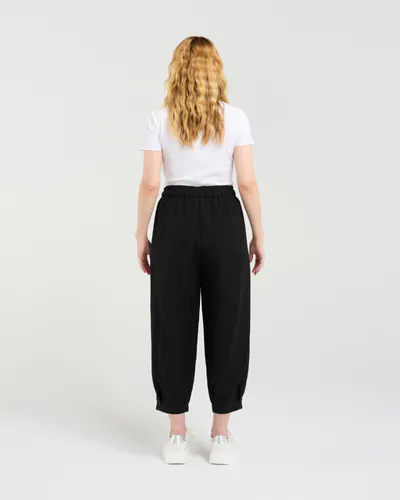 Model wearing Black Nova Pant By Seduce Available at Beetees Nelson